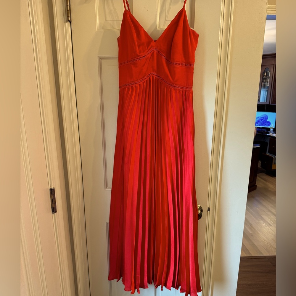 Red pleated Maxi dress
